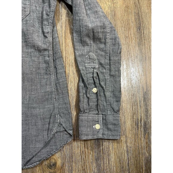 J Crew Shirt Mens Medium Gray Chambray Long Sleeve Button Up Chin Strap Denim - Picture 4 of 7